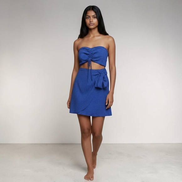Lucy in the Sky Dresses & Skirts - Lucy in the Sky Dress Womens XS Blue Polka Dot Mini Strapless Summer Feminine